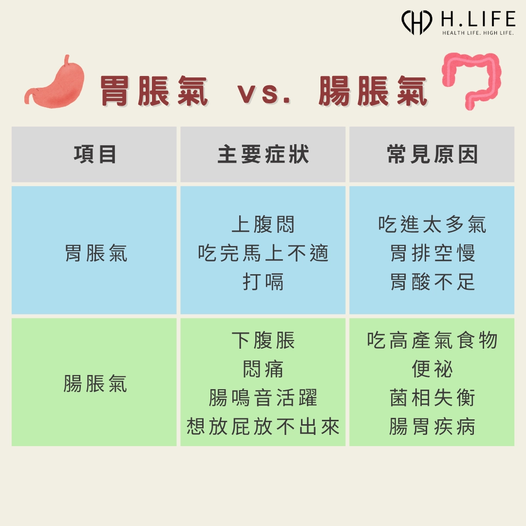 胃脹氣 vs.  腸脹氣怎麼分？